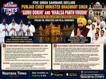 Five Singh Sahibans Declare Punjab CM Bhagwant Singh ‘Guru’s Adversary’ and ‘Anti-Khalsa Panth’;