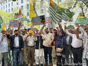 कश्मीर और खालिस्तान ‘ब्लैक डे’ पर लंदन स्थित भारतीय उच्चायोग के बाहर विरोध प्रदर्शन