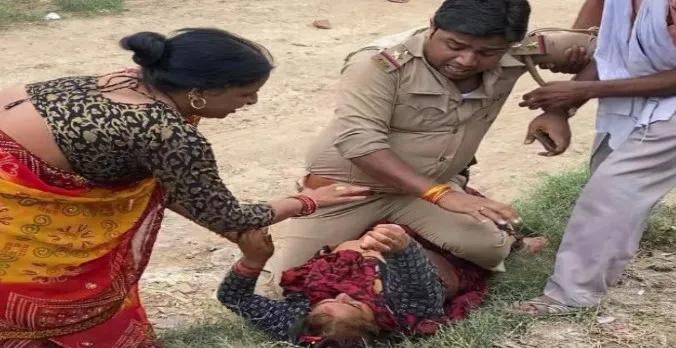 महिला को पीटकर छाती पर जा बैठा सब इंस्पेक्टर, पूर्व सीएम ने साधा निशाना
