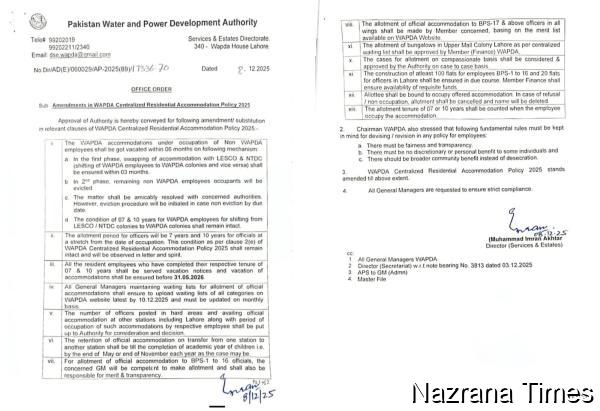 WAPDA Announces Major Overhaul in Residential Accommodation Policy