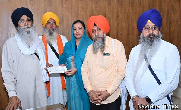 ਸ਼੍ਰੋਮਣੀ ਕਮੇਟੀ ਨੇ ਆਲ ਇੰਡੀਆ ਪਿੰਗਲਵਾੜਾ ਚੈਰੀਟੇਬਲ ਸੁਸਾਇਟੀ ਨੂੰ ਦਿੱਤੀ 15 ਲੱਖ ਰੁਪਏ ਦੀ ਸਹਾਇਤਾ