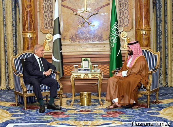 Meeting between Prime Minister Muhammad Shehbaz Sharif and the Crown Prince of  Saudi Arabia